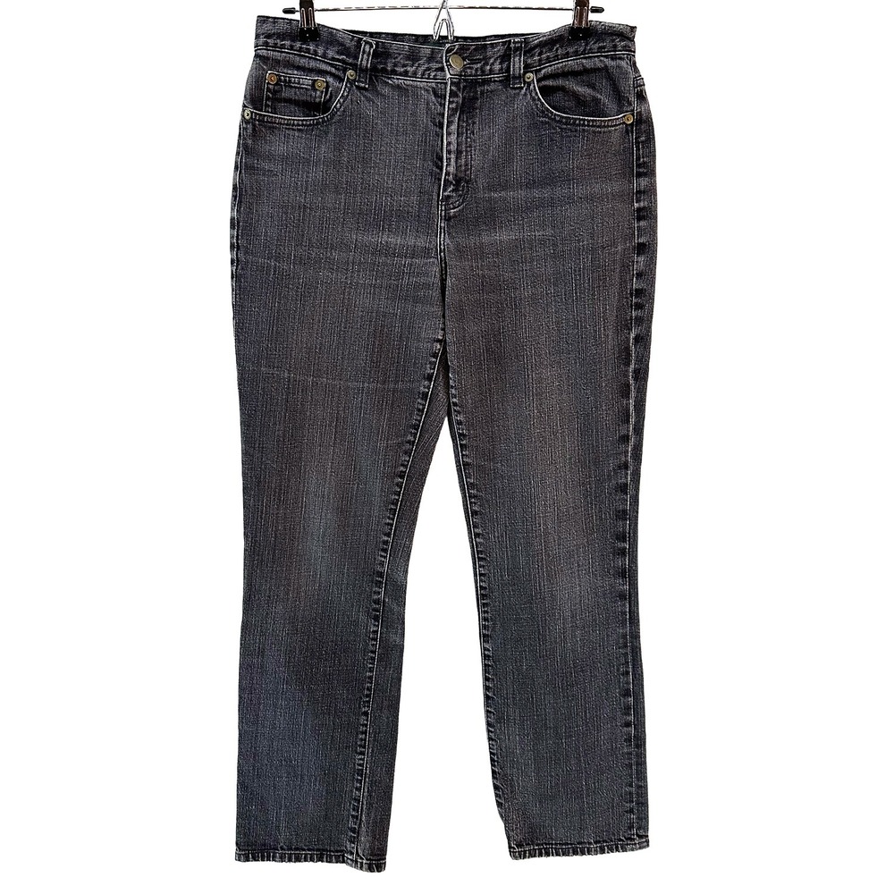 LAUREN RALPH LAUREN Women's Straight Leg High Rise Jeans •‎ 10 • gray